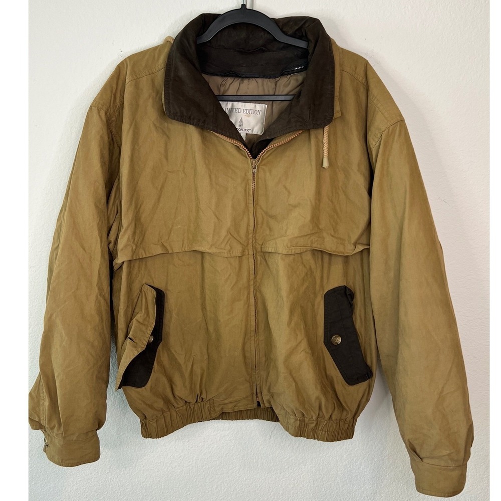 London Fog Mens Bomber Jacket Limited Edition Zip Front Tan Brown Size M Reg